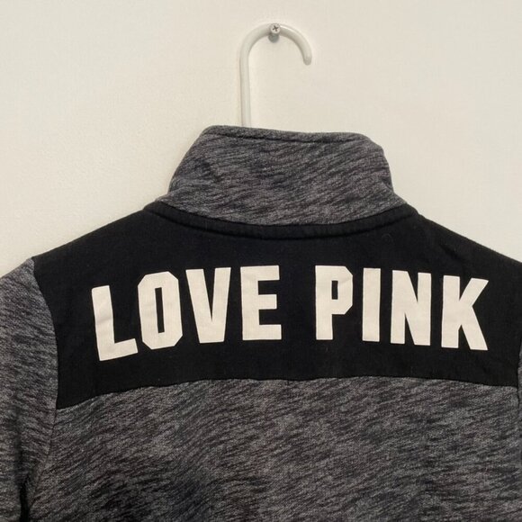 PINK VS VICTORIA'S SECRET Perfect Quarter 1/4 Zip Black White Colorblock Logo XS - Picture 12 of 14